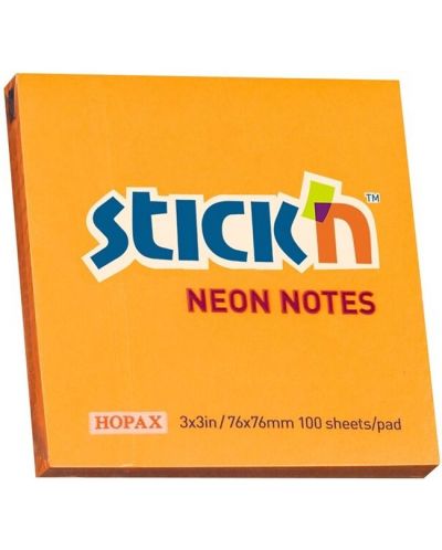STICK NOTES STICK'N 76X76 NEON ORANGE