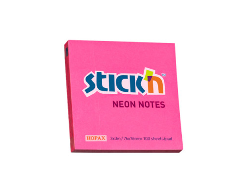 STICK NOTES STICK'N 76X76 NEON ROZ