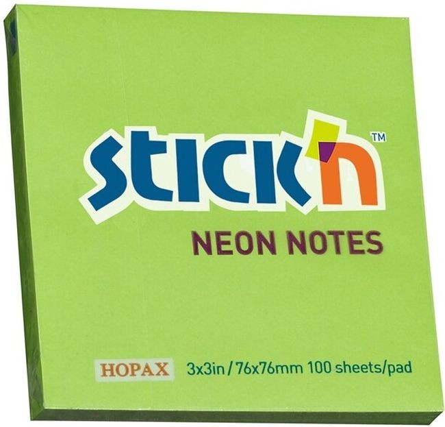 STICK NOTES STICK'N 76X76 NEON VERDE