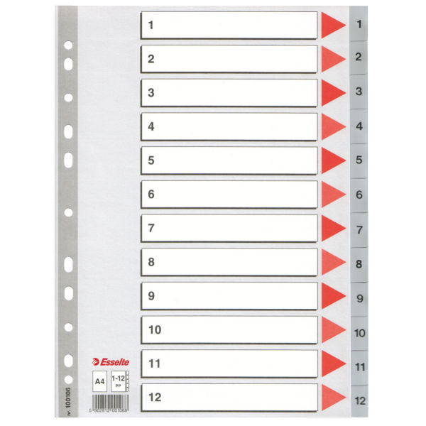 INDEX PLASTIC A4 ESSELTE 1-12