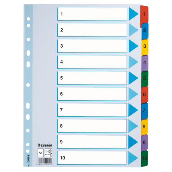 INDEX CARTON MYLAR 1-10 A4 ESSELTE