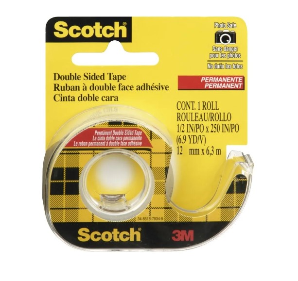 Banda dublu adeziva cu dispenser 3M Scotch 12 mm x 6.3 m transparent