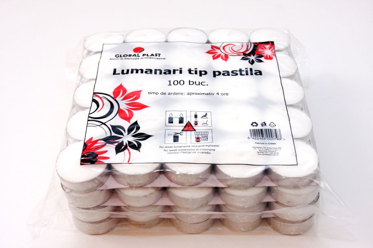 LUMANARI PASTILATE ALUMINIU 100BUC/SET