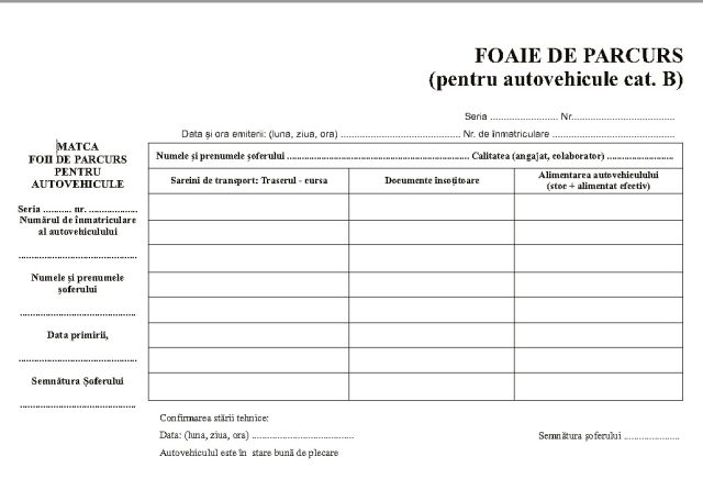 FOAIE PARCURS CATEGORIA B 100 FILE/CARNET