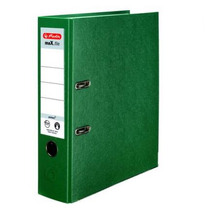 BIBLIORAFT A4  PLASTIFIAT 75mm CU COLTAR SI BUZUNAR VERDE