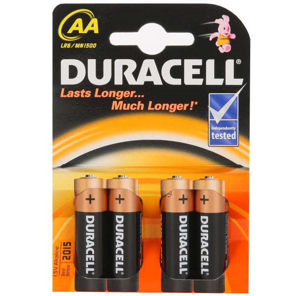 BATERII TIP AA LR6 4BUC/SET DURACELL ALKALINE