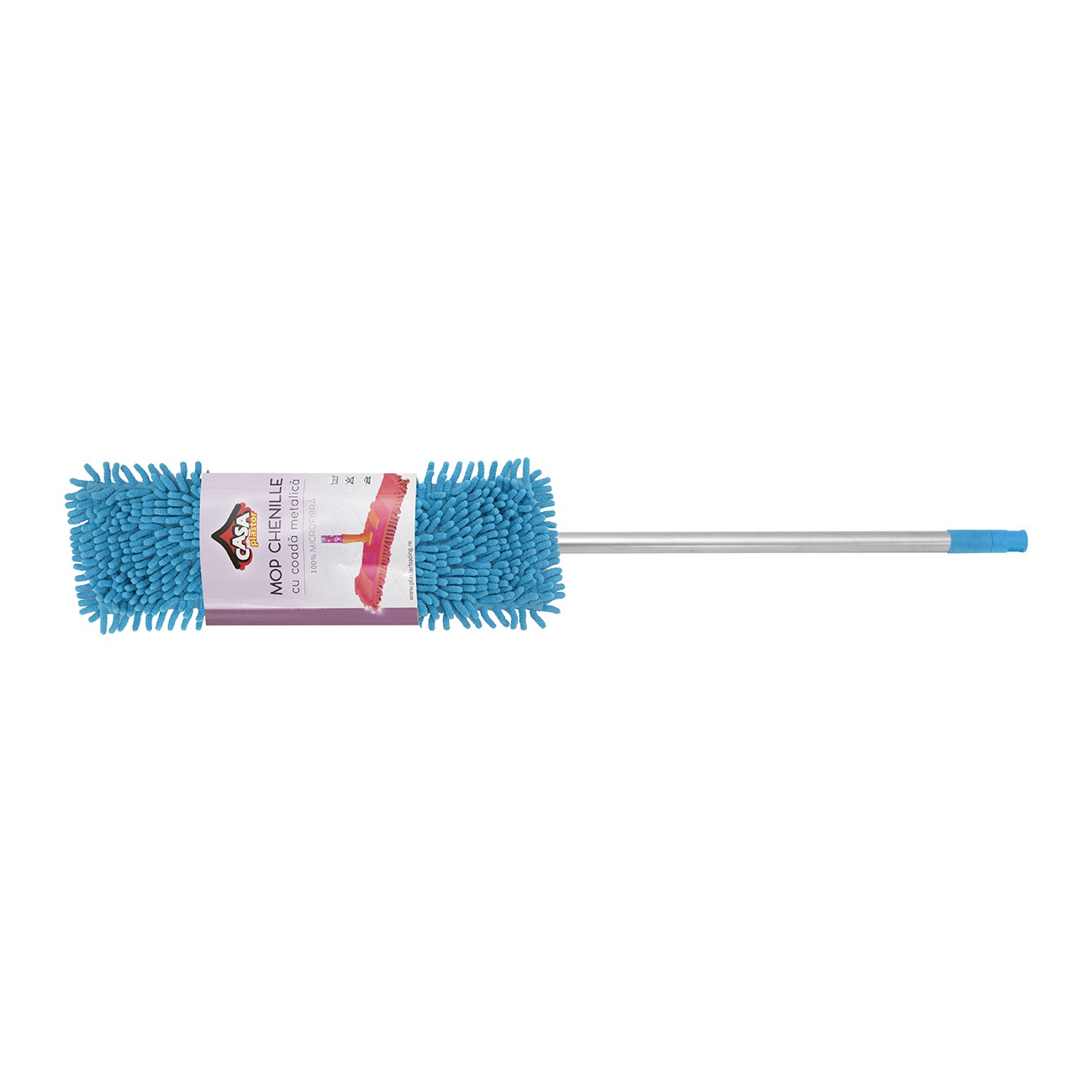 SET MOP PLAT MICROFIBRA CU SUPORT + REZERVA + COADA CHENILLE ALBASTRU