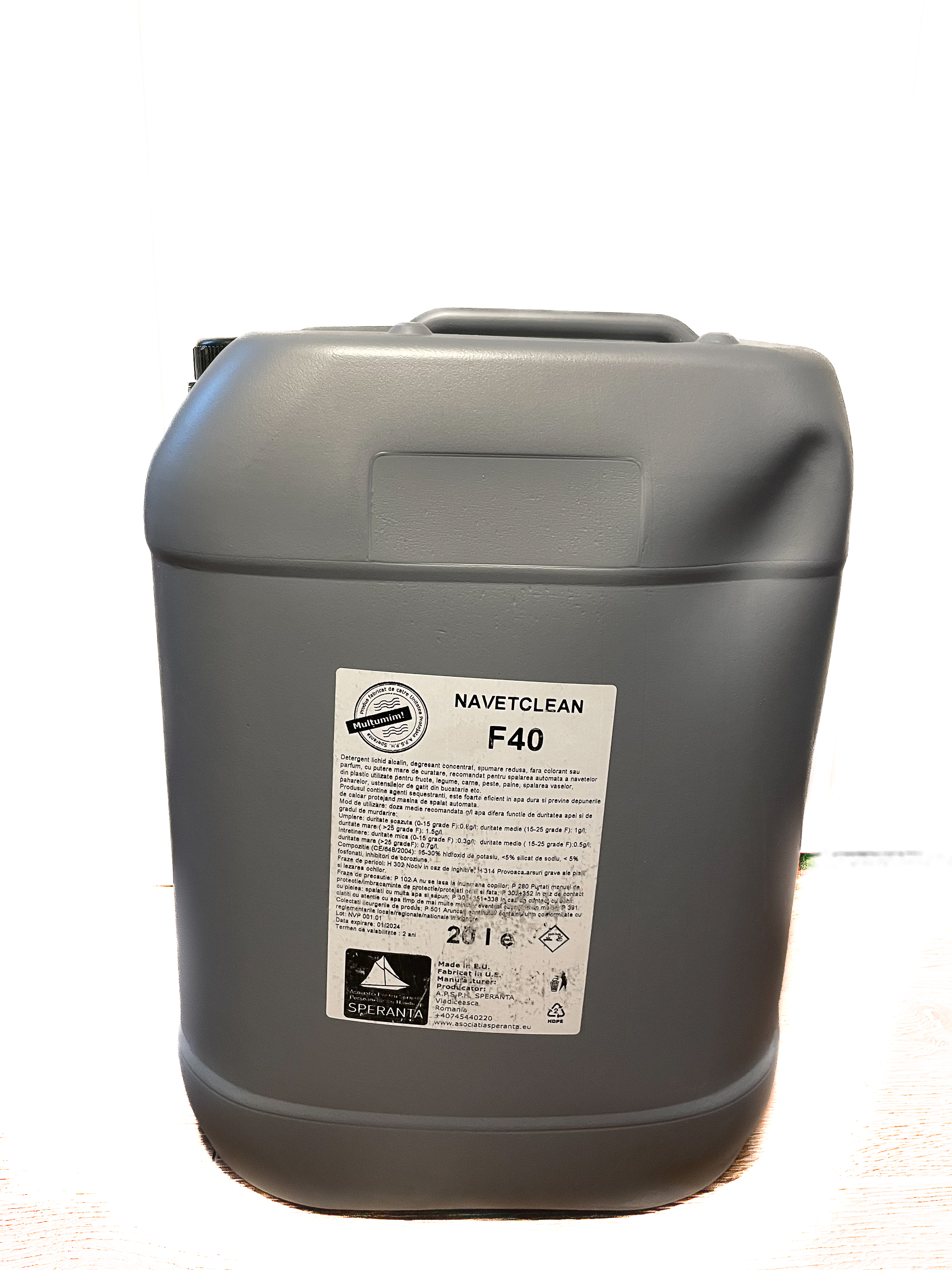 Detergent degresant profesional alcalin spalare navete plastic NAVETCLEAN F40 20 Litri