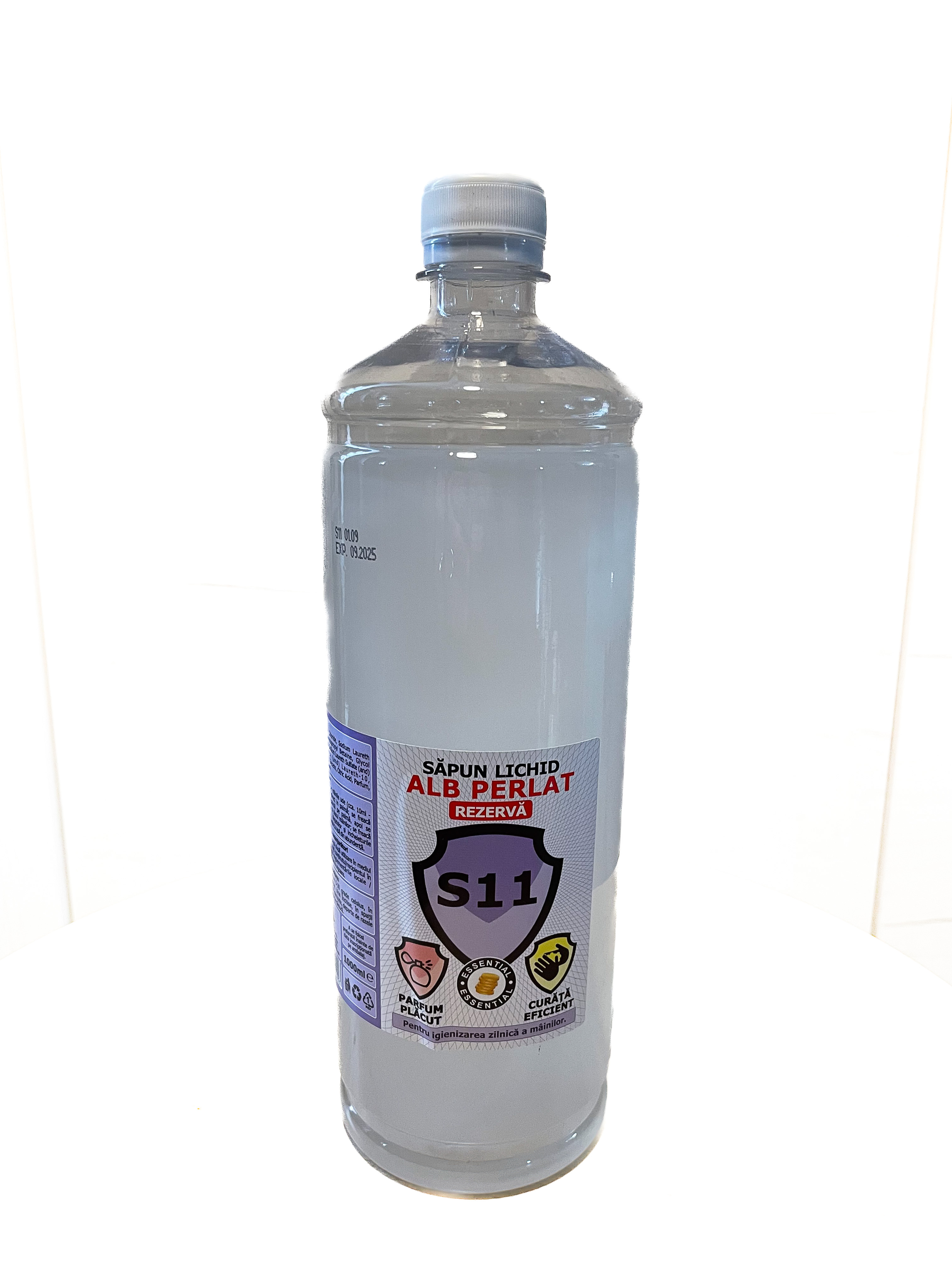 Sapun lichid Essential S11 ALB PERLAT in flacon PET cu dop PCO 1000ml [1 LITRU]
