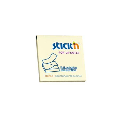 STICK NOTES 76X76 HOPAX 100 FILE GALBEN PASTEL