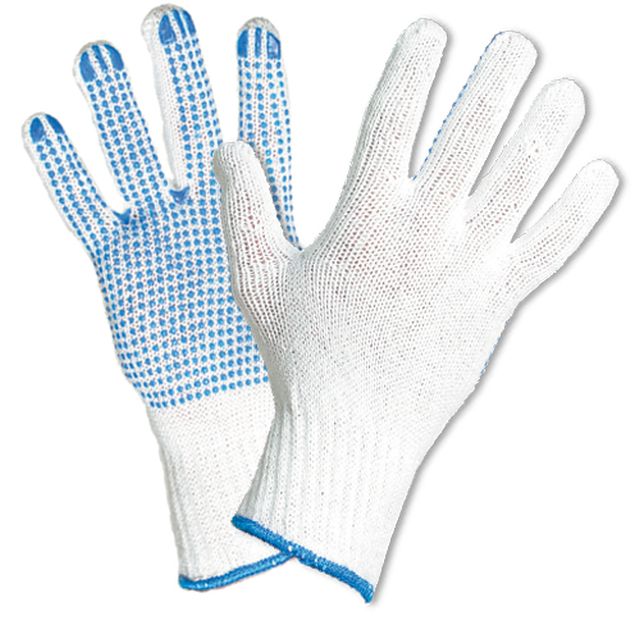 MANUSA DIN TRICOT BUMBAC/POLIESTER CU APLICATII PUNCTIFORME DIN PVC