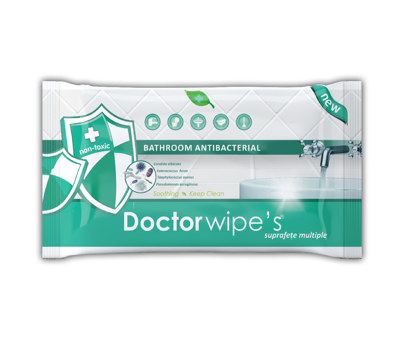 SERVETELE UMEDE ANTIBACTERIENE BIG SIZE 48BUC/PACHET DR. WIPE'S MULTIPLE SUPRAFETE