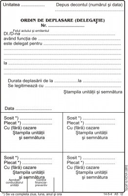 ORDIN DEPLASARE A5 FV 100COLI