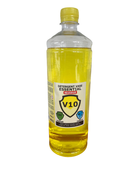 Detergent curatare vase Essential V10 cu dop simplu 1000ml [1 LITRU]